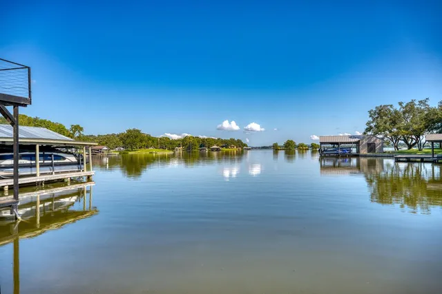 a view of a lake with houses