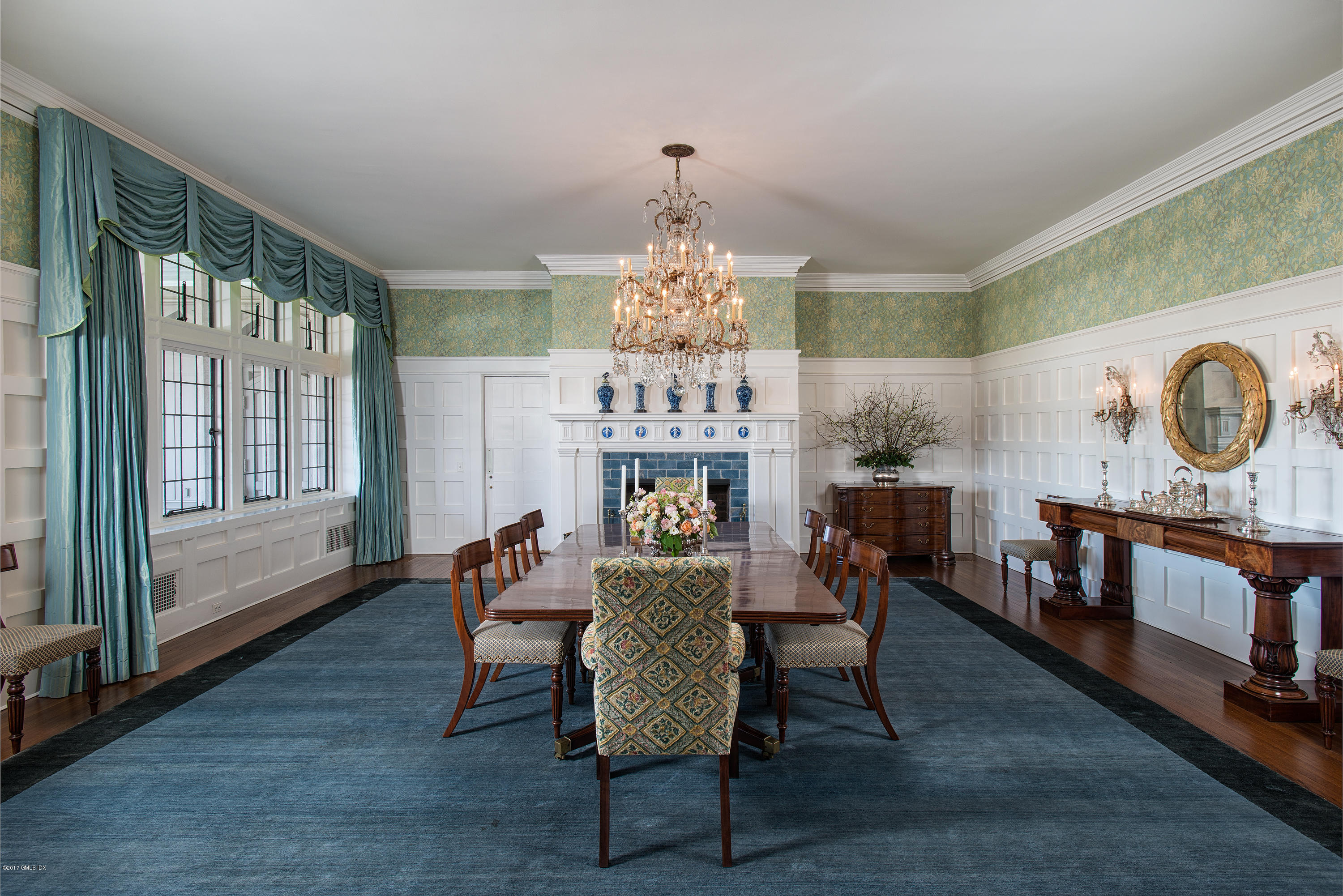9 Sabine Farm Road Greenwich, CT 06831 - Photo 9 of 26 a view of a dining room with furniture window and wooden floor