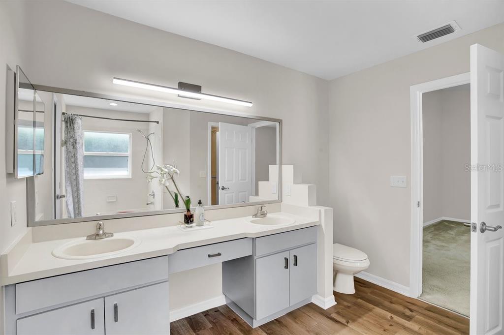 1706 Erin Brooke Drive Valrico, FL 33594 - Photo 14 of 39 a bathroom with a double vanity sink mirror and toilet