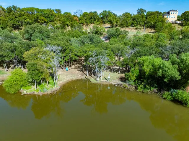a view of a lake with a forest