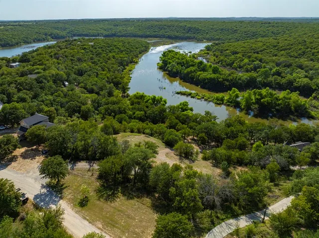 a view of a lake with a mountain in the background