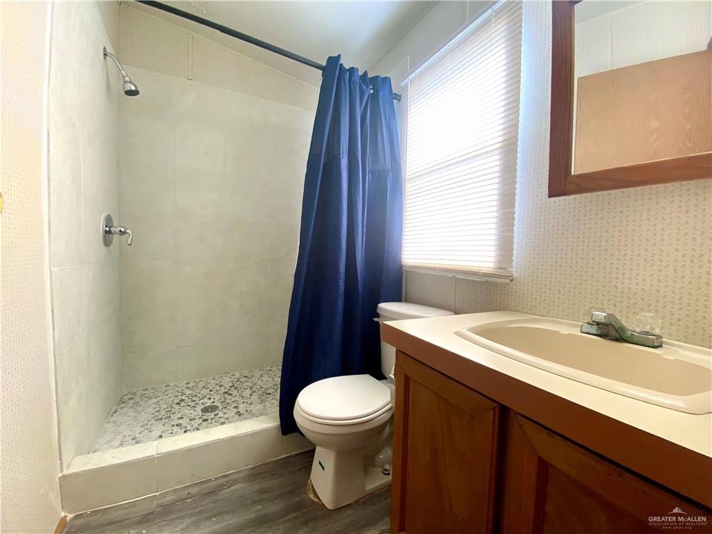 219 Bundle Wagon Drive Mission, TX 78574 - Photo 15 of 30 Bathroom featuring wood finished floors, plenty of natural light, and a tile shower