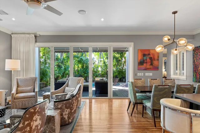 a view of a yard with furniture and a yard