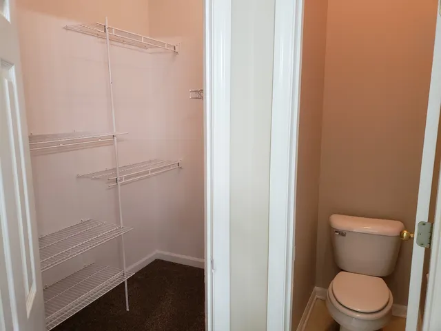 a white toilet sitting next to a shower