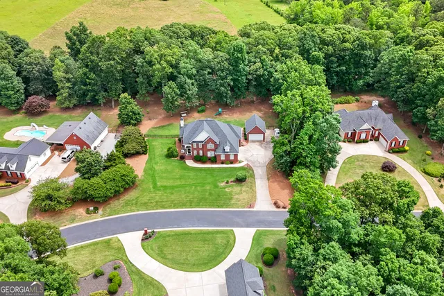 an aerial view of a house