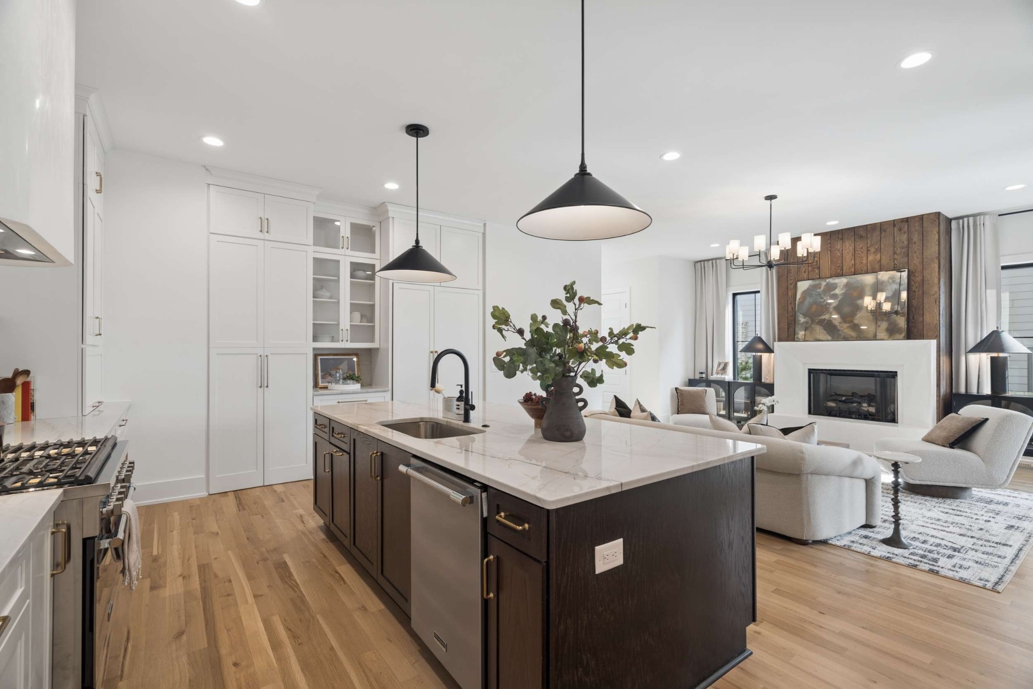 4209 B Kirtland Road Nashville, TN 37215 - Photo 15 of 69 a view of living room kitchen island with furniture and fireplace