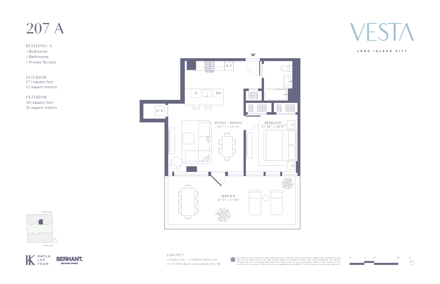 11-36 45th Road, Unit 207A Queens, NY 11101 - Photo 12 of 12 a picture of a floor plan