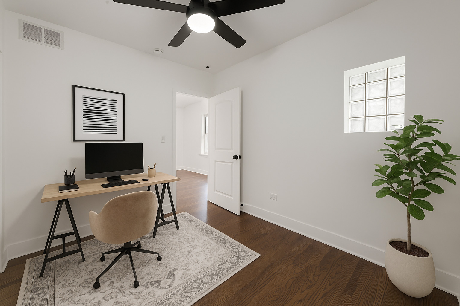 2733 Wesley Avenue Berwyn, IL 60402 - Photo 16 of 33 a workspace with furniture and a potted plant