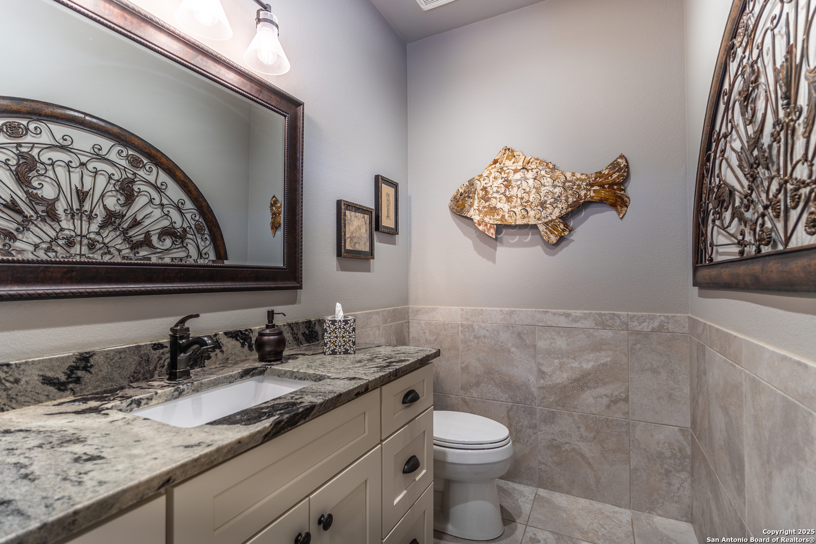 935 Danda Lane Del Rio, TX 78840 - Photo 25 of 38 a bathroom with a granite countertop sink and a mirror