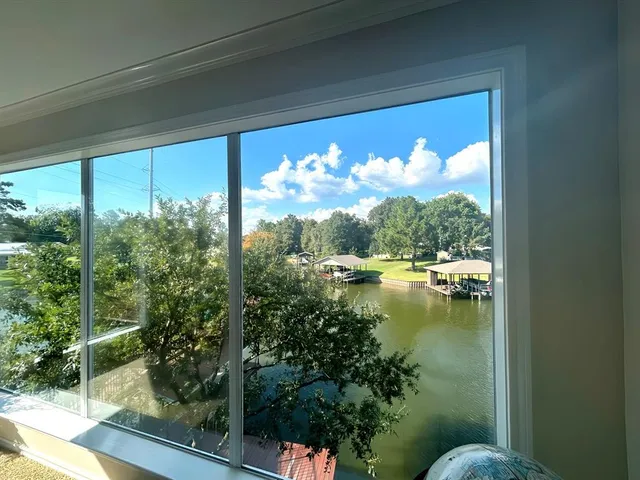 a view of lake from a window