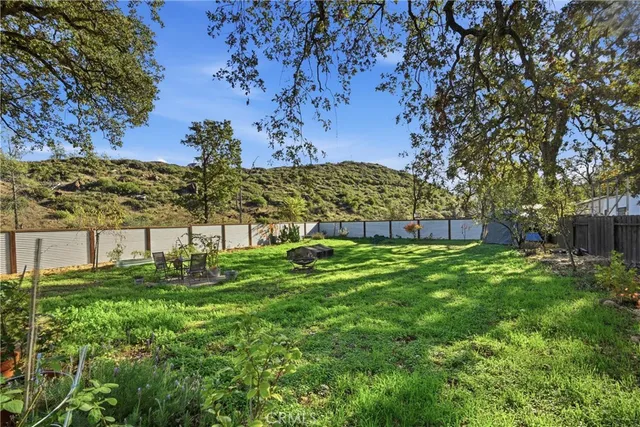 a view of a yard with a tree
