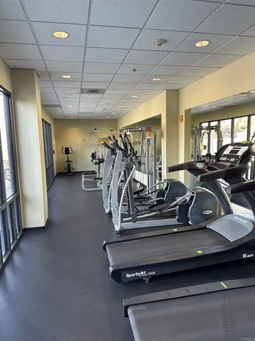 a view of a room with gym equipment