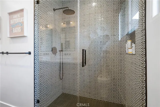 a view of a swimming pool with a seating space