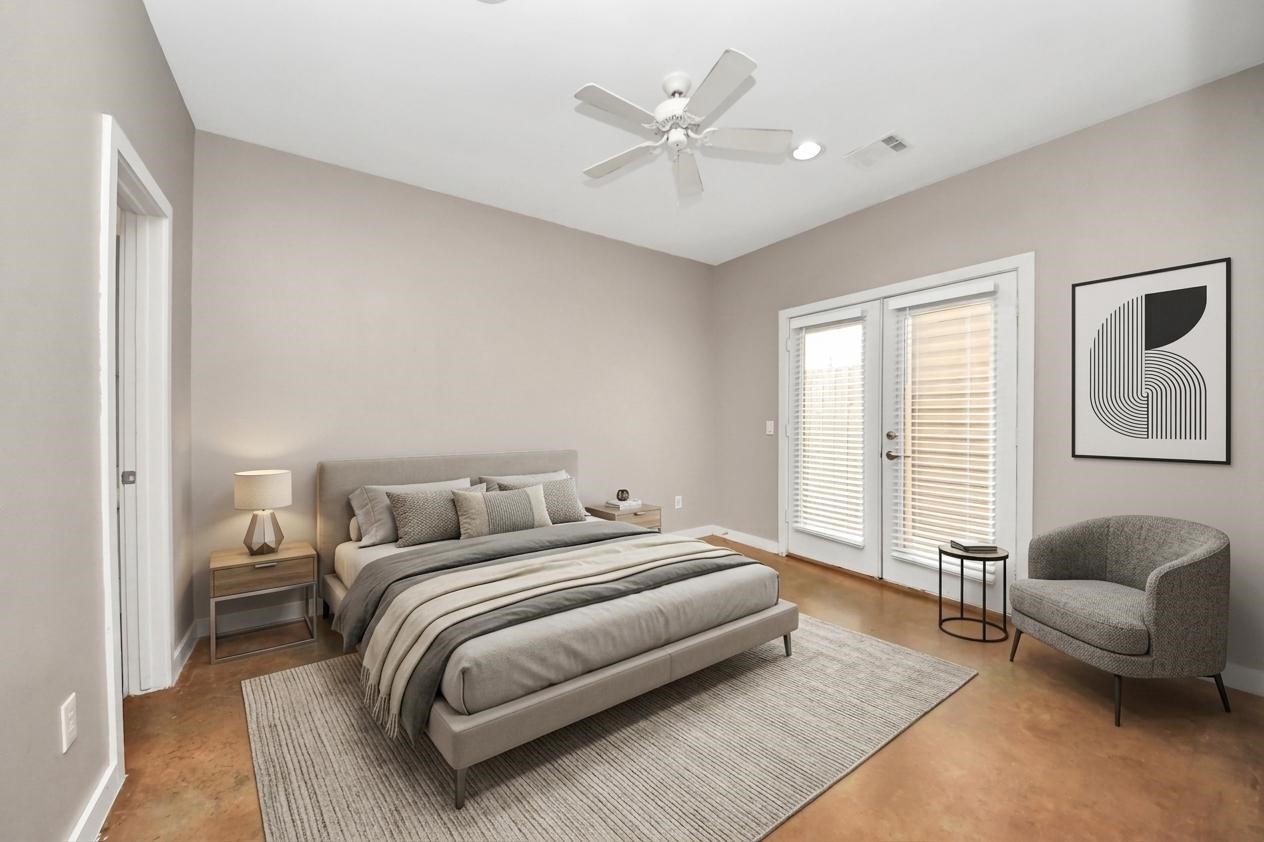 1112 Columbus Street, Unit B Houston, TX 77019 - Photo 7 of 34 Virtually staged first floor bedroom.