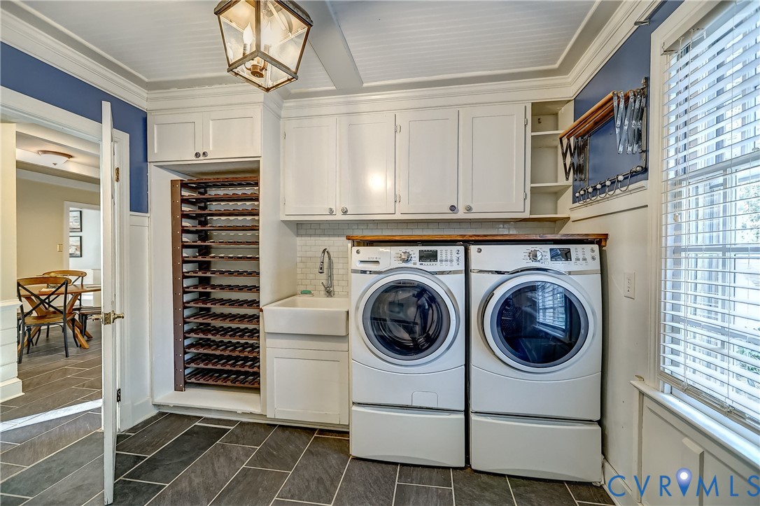 9301 Ramsgate Lane North Chesterfield, VA 23236 - Photo 14 of 42 convenient laundry, drying rack and wine storage!