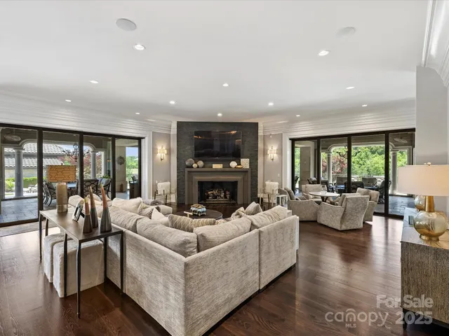 a view of an outdoor dining space with furniture