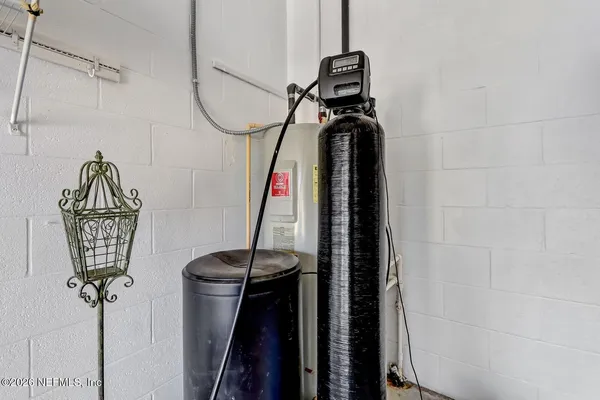 a view of a room with a mirror