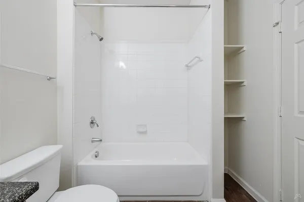 a bathroom with a toilet and a bathtub