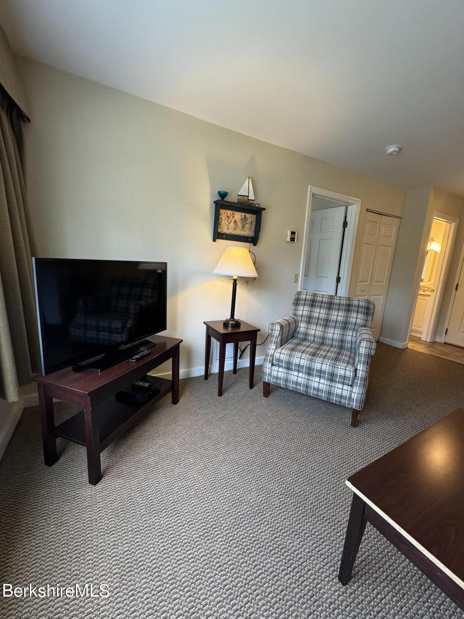 37 Corey Road, Unit 212 Hancock, MA 01237 - Photo 16 of 19 a living room with furniture and a flat screen tv