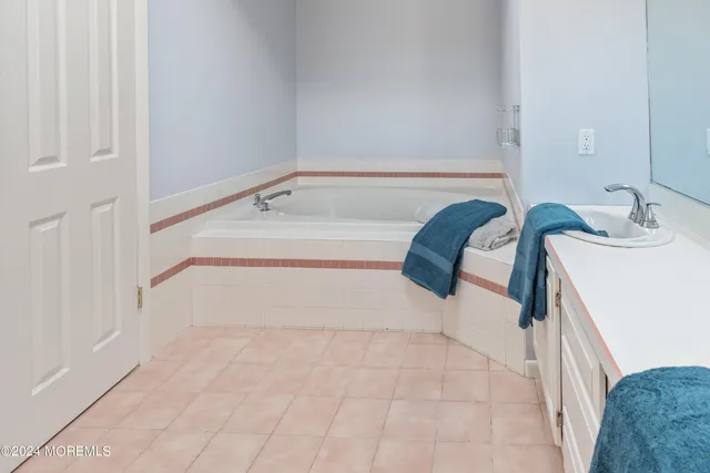 a bathroom with a bathtub