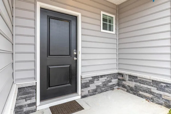 a view of wooden door