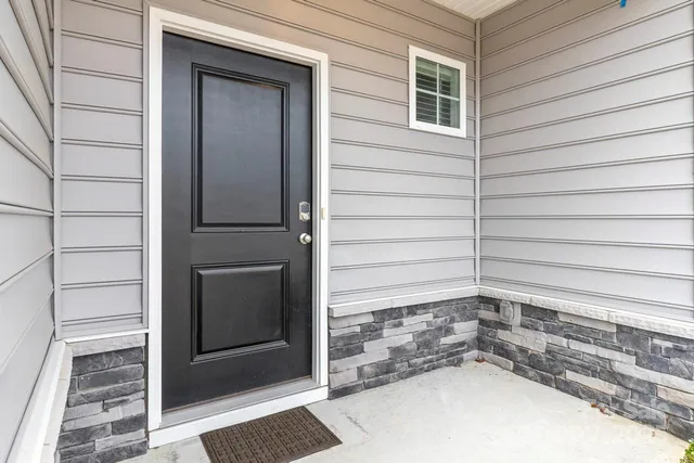 a view of wooden door