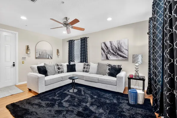 a living room with furniture