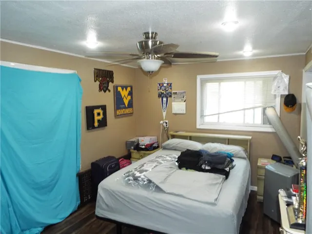 a bed room with a bed and a walk in closet