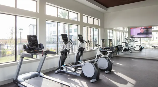 a view of a room with gym equipment