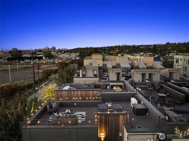 a view of a terrace with seating area