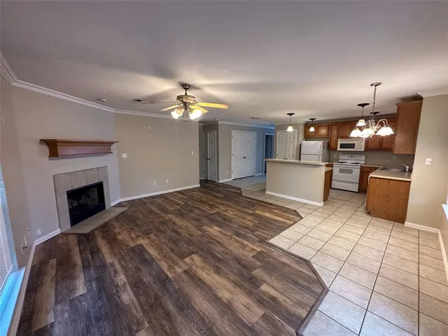 a view of a livingroom with a fireplace
