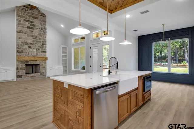 an empty room with windows