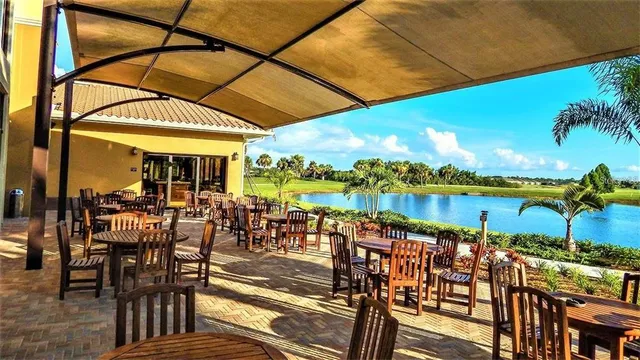 a view of a table and chairs in patio