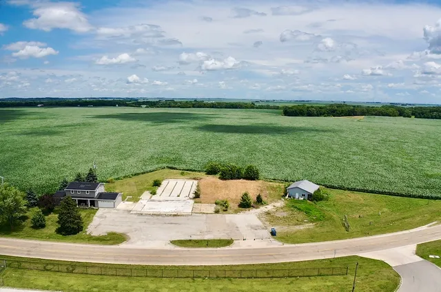 a view of a lake with a big yard