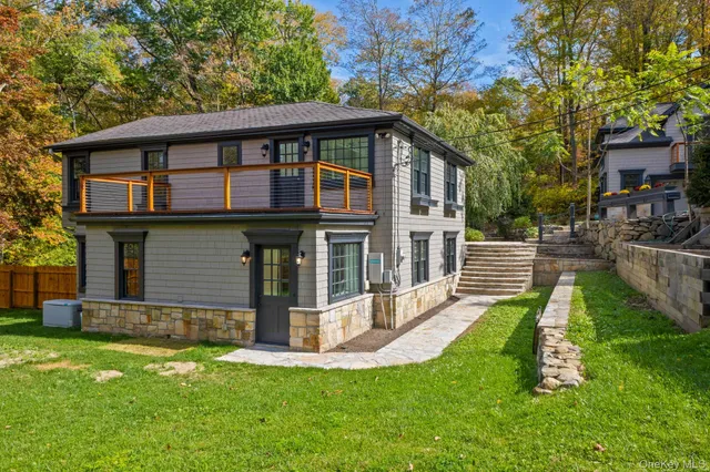 a view of a lake with a yard