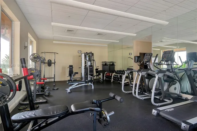 a view of a room with gym equipment