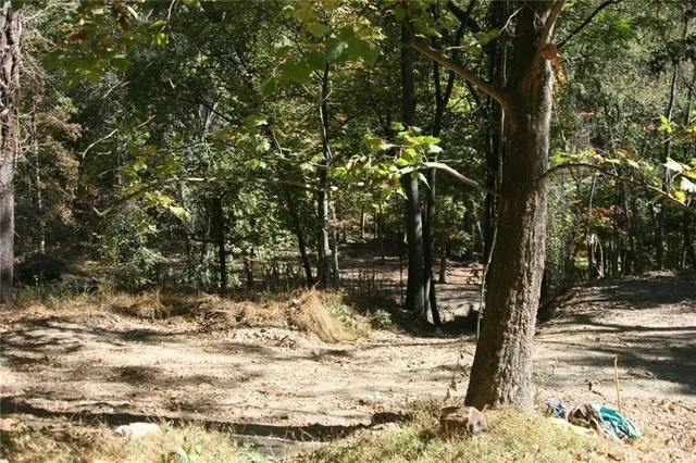 a view of a yard covered with snow