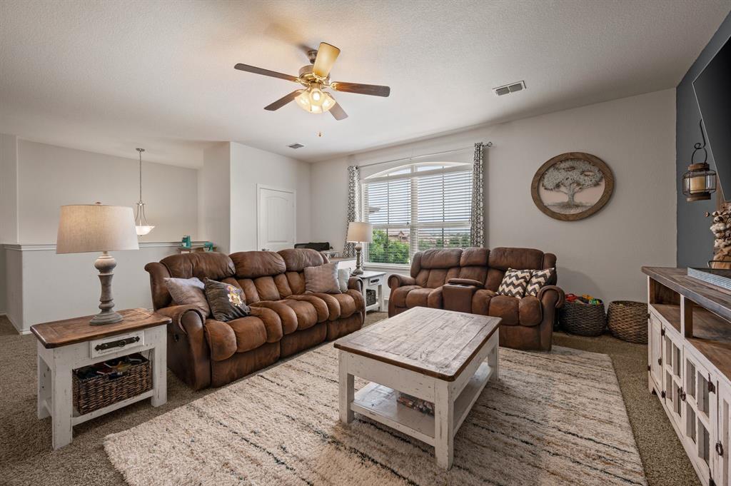 15817 White Mill Road Fort Worth, TX 76177 - Photo 14 of 27 a living room with furniture a clock on wall and a window
