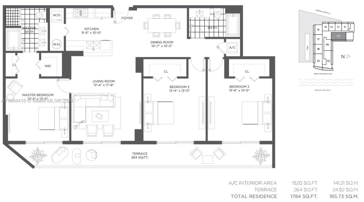 4250 Biscayne Boulevard, Unit 1607 Miami, FL 33137 - Photo 21 of 21 a picture of a floor plan