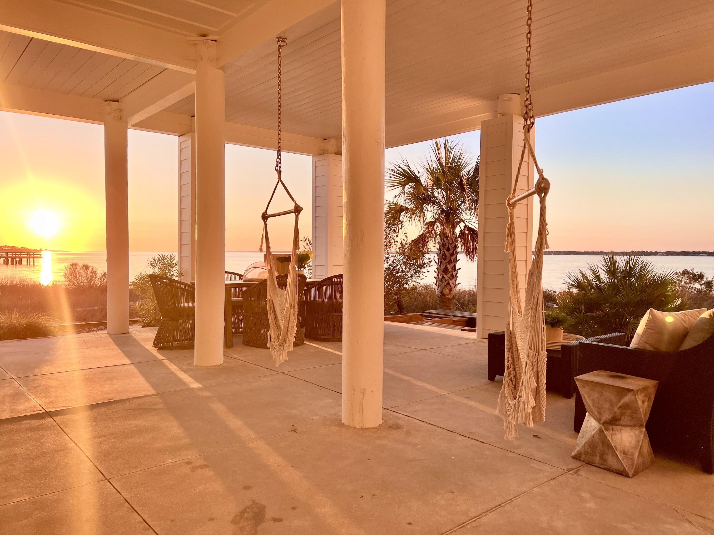 back porch sunset over Sound