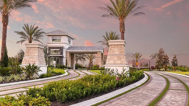 a view of a lake with houses