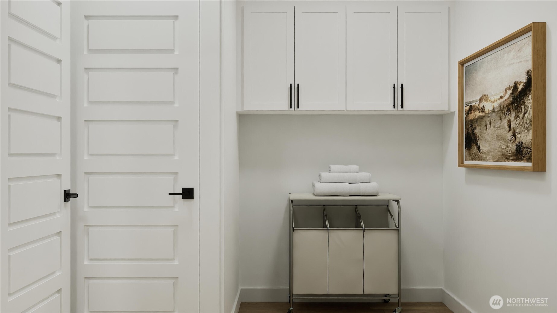 547 Silver Frost Drive Sequim, WA 98382 - Photo 15 of 15 a room with a bench and cabinets