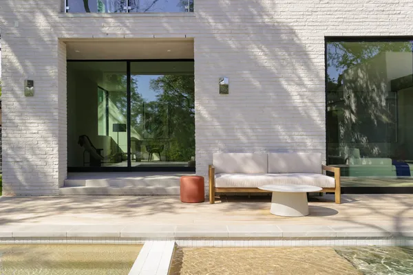 a view of a lobby with a porch