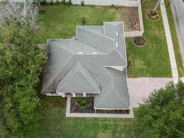 an aerial view of a house