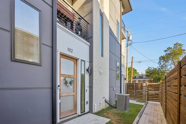 a view of a balcony and door