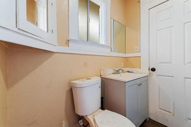 an empty room with a workbench