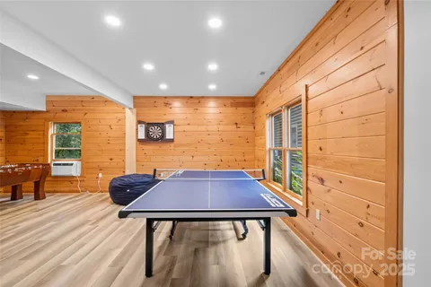 workspace with wooden floor and furniture