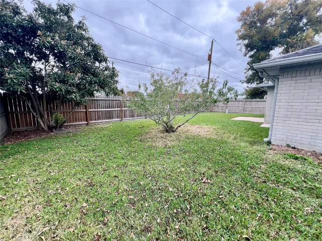 a view of backyard with green space