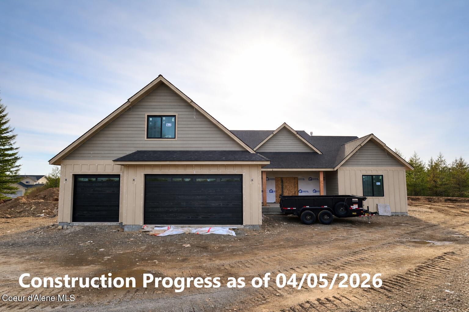 Modern farmhouse at sunset