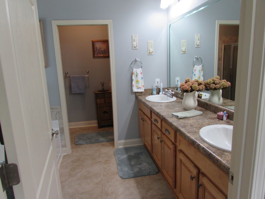 7440 Goodall Mill Road Macon, GA 31216 - Photo 20 of 33 a spacious bathroom with a granite countertop sink and a mirror